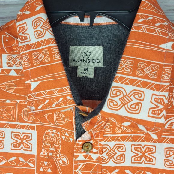New Burnside Men's Size Medium Shirt Orange Button Short Sleeve Comfy Top - Picture 5 of 10